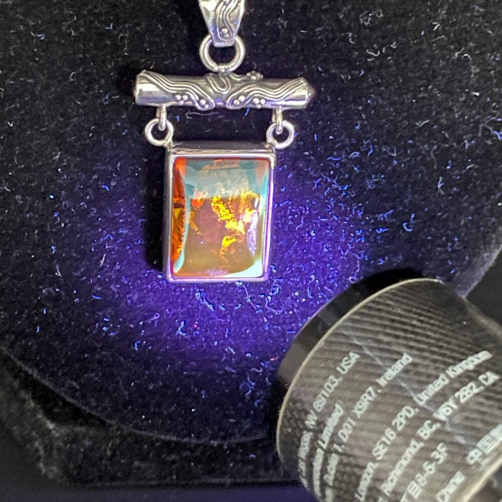 Signed LB Lori Bonn Sterling Silver Baltic Amber Pendant Necklace AZ 925 Italy - Picture 13 of 15